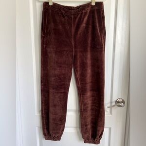 NILI LOTAN Lyvia Velour Jogger Pants Espresso Brown High Rise Pockets Size Sm